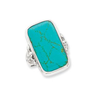 Jewelryweb Sterling Silver Rectangle Turquoise Ring
