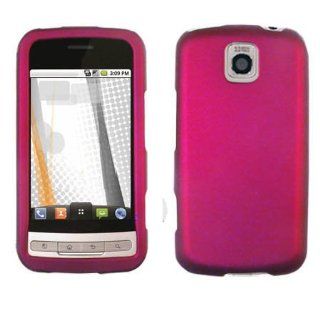 LG MS690 Optimus M Hard Plastic Snap on Cover Solid Rose Pink (Rubberized) MetroPCS Cell Phones & Accessories