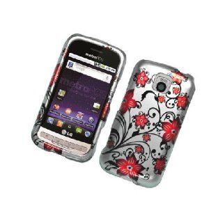 LG Optimus M MS690 C LW690 Red Flower Glossy Cover Case Cell Phones & Accessories