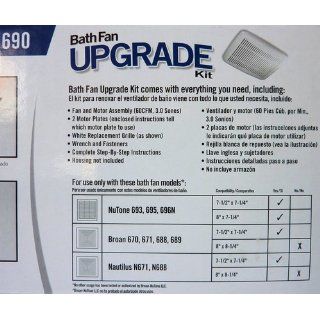 Broan 690 60 CFM Bathroom Fan Upgrade Kit   Bathroom Exhaust Fan  
