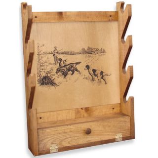 Evans Sports 4 Gun Wooden Rack with Hunting Dogs Print