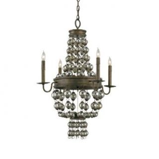 Currey and Company 9762 Spellbound   Four Light Small Chandelier, Cupertino/Antique Silver Finish    