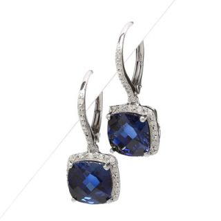Amour Cushion Cut Diamonds and Blue Sapphire Hoop Earrings