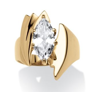 Gold Ion Plated Marquise Cut Cubic Zirconia Ring