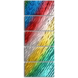 My Art Outlet Rainbow Ripples 5 Piece Contemporary Handmade Metal