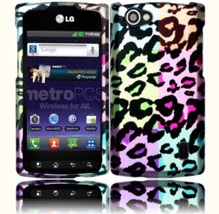 Bright Colorful Leopard Design Hard Case Cover for LG Optimus M+ MS695 Cell Phones & Accessories