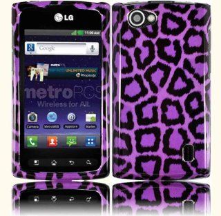 Purple Leopard Design Hard Case Cover for LG Optimus M+ MS695 Cell Phones & Accessories
