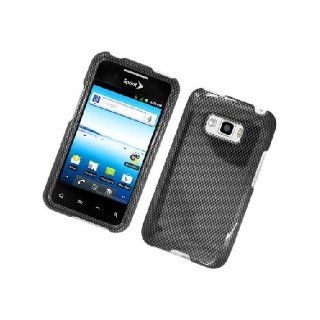 LG Optimus Elite LS696 Black Carbon Fiber Print Glossy Cover Case Cell Phones & Accessories