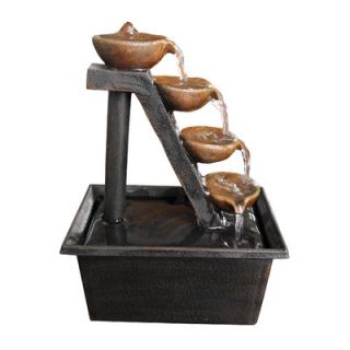 Alpine Step Polyresin 4 Tiered Tabletop Fountain