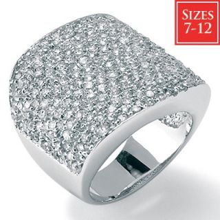 Palm Beach Jewelry Sterling Silver Round Cubic Zirconia Platinum Pave