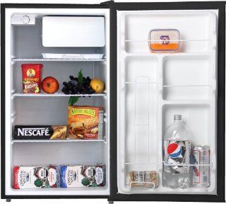 Midea HS 160R Compact Single Reversible Door Refrigerator with Freezer, 4.4 Cubic Feet, Black Appliances
