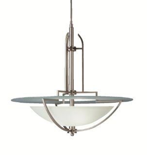 Kichler Lighting 2096NI Swiss Passport 3 Light Stem Mounted Pendant, Brushed Nickel with Satin Etched Glass   Ceiling Pendant Fixtures  