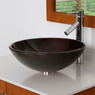 Elite Home Products Neutral Handcrafted Glass Bowl Vessel Bathroom