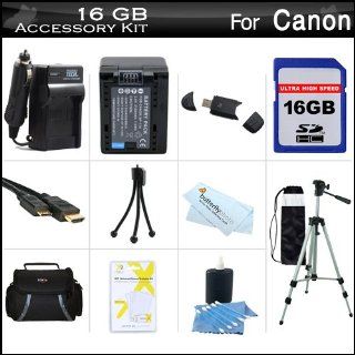 16GB Accessory Kit For Canon VIXIA HF R52, HF R50, HF R500, HF R42, HF R40, HF R400 Digital Camcorder Includes 16GB High Speed SD Memory Card + Extended Replacement (2000Mah) BP 718 Battery + Ac/Dc Charger + Case + 50 Tripod + Mini HDMI Cable + More  Digi