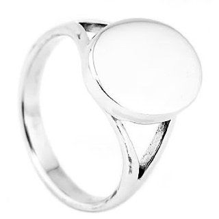 Sterling Silver Engravable Oval Shape Signet Ring Jewelry