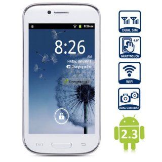 i699 2.3 Smartphone with 4.0 inch WVGA Screen Dual SIM MTK6515 1GHz Analog TV WiFi   White Cell Phones & Accessories