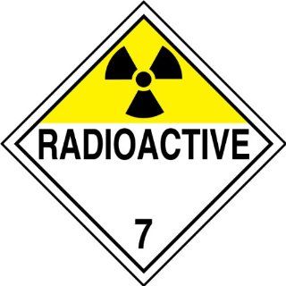 Accuform Signs MPL701VS1 Adhesive Vinyl Hazard Class 7 DOT Placard, Legend "RADIOACTIVE 7" with Graphic, 10 3/4" Width x 10 3/4" Length, Black on Yellow/White Industrial Warning Signs