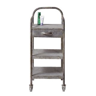 Creative Co Op Galvanized Tin 3 Tier Shelf with Drawer