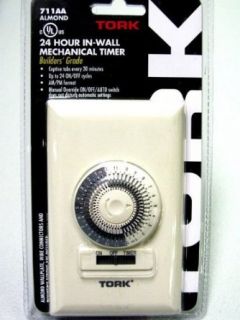 NSI Industries TORK 24 Hour in Wall Mechanical Timer 20A, Model 701AA, Almond Electronic Photo Detectors