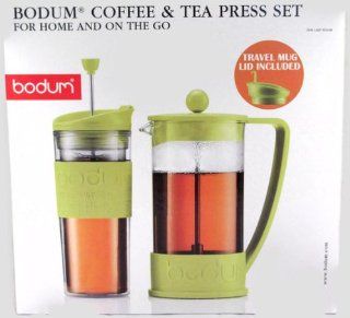 Bodum French Coffee Press Set w/Travel Mug Lid Green Kitchen & Dining