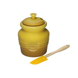Le Creuset Stoneware 20 oz. Mustard Jar with Silicone Spreader