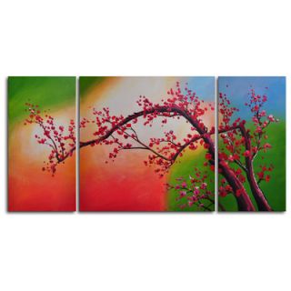My Art Outlet Hand Painted Cherry Blossom, Colored Aurora 3 Piece