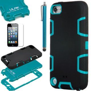 Pandamimi ULAK(TM) Full Protection Hybrid 3 Layer Silicone Armor Hard Inner Case Cover for iPod Touch Generation 5 with Screen Protector and Stylus (Black & Blue  silicone outter shell) Cell Phones & Accessories