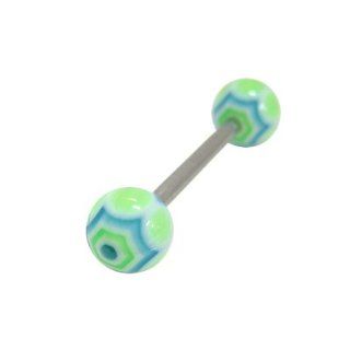 Barbell Tongue Ring Multi Color Spider Web Design   33165 8 Body Piercing Barbells Jewelry