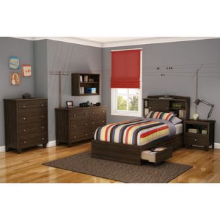 South Shore Clever Room Bookcase Headboard in Mocha