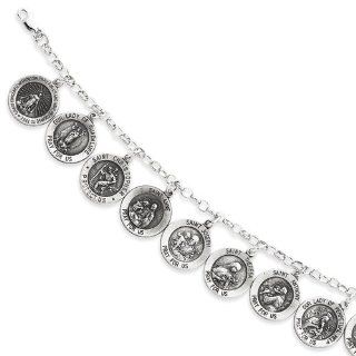 Sterling Silver 12 Saints Bracelet Link Charm Bracelets Jewelry