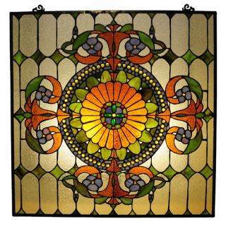 Tiffany Style Victorian Window Panel with 89 Cabochons