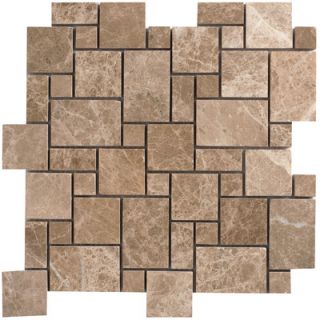 Marble Mosaic Mini Pattern Polished 13 x 13 Tile in Beige and Brown