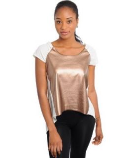 2LUV Women's Perforated Vegan Leather Top Fashion T Shirts