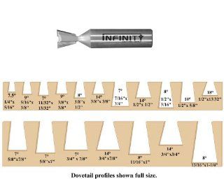 Infinity Tools 18 706, 1/2" Shank Dovetail Router Bit, 13/16" Cutter Diam., 1 1/4" Cutter Height, Cutter Angle 8    
