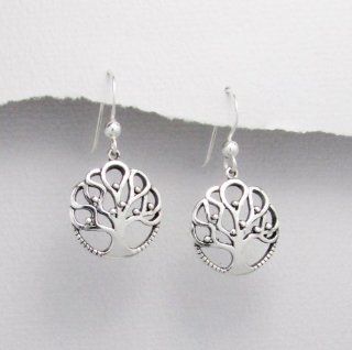 Unusual Celtic Tree of Life Ornate .925 Sterling Silver Dangle Earrings Jewelry