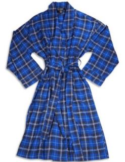 State O Maine   Mens Flannel Plaid Robe, Blue, Navy (Size onesize) at  Mens Clothing store Bathrobes