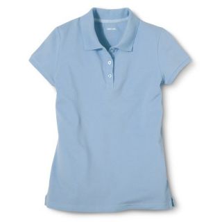 Cherokee Girls School Uniform Short Sleeve Pique Polo   Windy Blue S