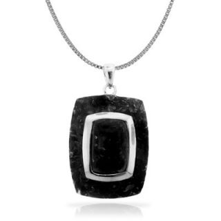 Sterling Silver High Shine Rhodium Plated Center 18 Pendant Necklace