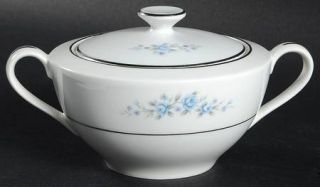 Rose (Japan) Charm Sugar Bowl & Lid, Fine China Dinnerware   Blue&Purple Flowers