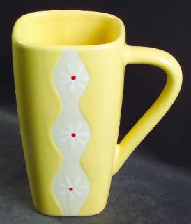 Pfaltzgraff Dazee Sun Latte Mug, Fine China Dinnerware   White Flowers, Yellow B