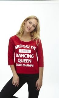 Classic Designs French Terry "Dancing Club" Top in Red, Size S