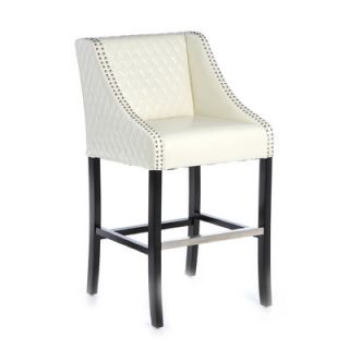 Home Loft Concept Milano Bonded Leather Quilted Barstool in Ivory