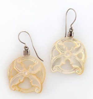 727 Golden Flower Shell Earrings/ Organic / Silver Jewelry of Bali Jewelry