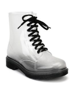 Rosette Spectrum01 Clear Jelly Lace Up Rain Boot   Black (Size 6.0) Shoes