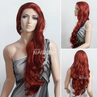 Wigiss Stunning Beautiful Long Curly Wave Wig Lace Front Wigs for Women Full Wigs Brick Red  Hair Replacement Wigs  Beauty