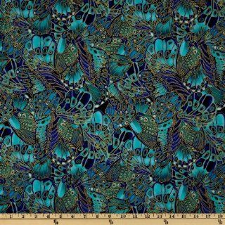 Timeless Treasures Shimmer Packed Butterflies Turquoise Fabric