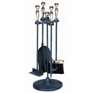 Uniflame 4 Piece Ball Handle Polished Brass Stoveset With Stand