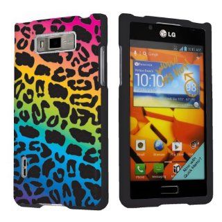 LG Venice LG730 Boost Mobile Black Protective Case   Rainbow Leopard By SkinGuardz Cell Phones & Accessories
