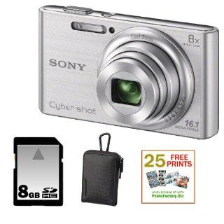 Sony DSCW830 DSCW830 W830 20.1 Digital Camera with 2.7 Inch LCD (Silver) + Sony Flip Style Case Black + Sony 16GB SDHC/SDXC Memory Card + Focus 5 Piece Deluxe Cleaning and Care Kit + Accessory Kit  Point And Shoot Digital Camera Bundles  Camera & Pho