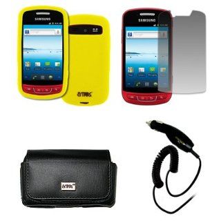 EMPIRE Samsung Admire R720 Black Leather Case Pouch with Belt Clip and Belt Loops + Yellow Silicone Skin Cover Case + Screen Protector + Car Charger (CLA) [EMPIRE Packaging] Cell Phones & Accessories